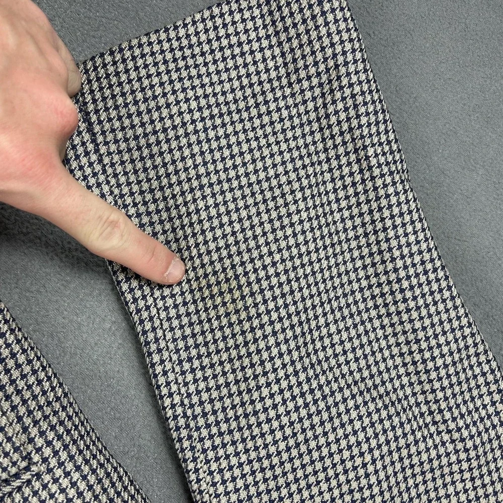 Vintage Burberrys Blazer‎ Mens 46 Navy Gray Houndstooth Sport Coat 2 Button 90s